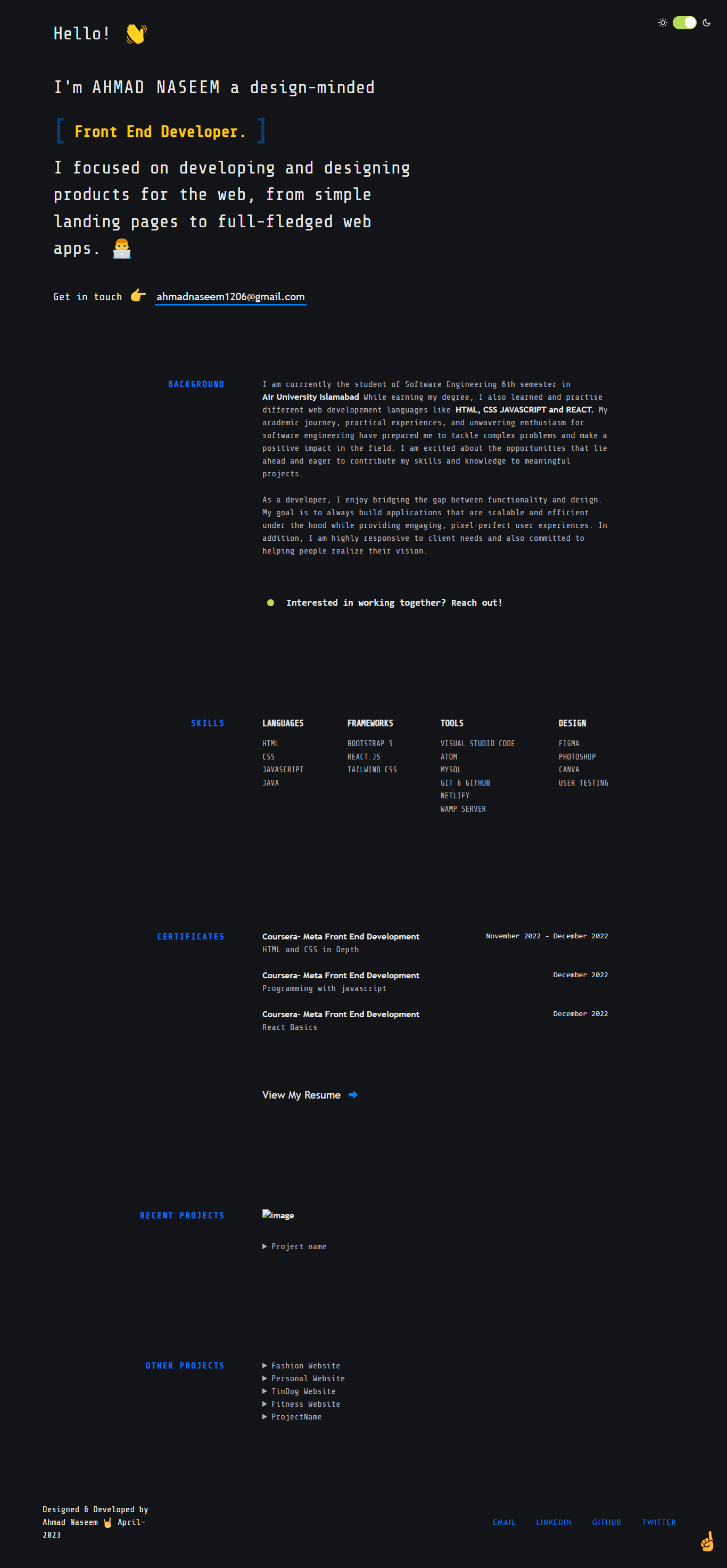 Ahmad Naseem| Web Developer